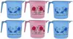Kuber Industries Blue, Pink Plastic Bathroom Mug (Set Of 6)