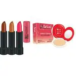 FS ForSure Compact Powder with Primer Effect & Forfor Matte Lipstick (Pack of 4) Multicolor
