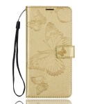 Trounce Butterfly Embosing (Gold) Leather Flip Wallet Case with Card Holder | Magentic Closure For Samsung Galaxy M31 | Mobile Case| Back Flip Cover
