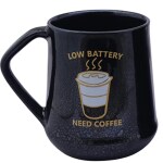 RAFOLEEN Black Coffee Mug 380ml ceramic Coffee mug Low Battery Need Coffee