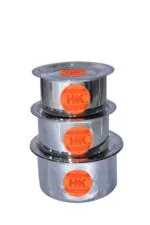 Super HK Stainless Steel Tapeli with LID Set 2L, 3L, L and 4 litress (Pack of 3)