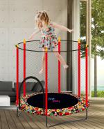 First Play 55 inch Trampoline with Safety Net & U-Shape Legs for Kids & Adults | Indoor & Outdoor Trampoline | Powerful Loading Capacity 120KG | Stainless Steel Frame & Legs