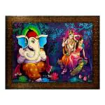 Indianara Multicolor Engineered Wood Lord Ganesha Painting
