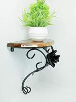 PEBBLECRAFTS Brown Semicircular Wood Wall Bracket Shelf 20.3 x 9.7 x 20.3 cm