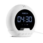 Xech Bluetooth Speaker Wireless with Alarm Clock Phone Stand and Pen Holder Portable Mini Bedside & Desktop Speakers Valentine Gifts Ideas (Ellipse) (White)