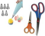 Urban Buy Multicolor Steel Nozzle And Scissors Set Kitchen Tool Set 7 pc