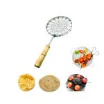 IDEAL PRIME Rust Proof Stainless Steel Roaster Papad Jali With Heat Resistance Wooden Handle Even Heat Distribution Roti Jali Barbeque Accessories Kitchen tool Pack Of 1