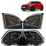 Kingsway Car Magnetic Sun Shades Curtains for Volkswagen T Roc, Model Year : 2020 Onwards, Half Cut in Front Window with Rear Windshield, Color : Black, Cotton Mesh, Complete Set of 5 Piece