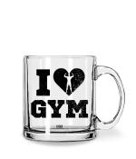 Whats Your Kick I Love Gym Quotes Printed Clear Glass Coffee Mug 325 ML