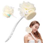 GRIDLAB 2 IN 1 Back Body Bath Brush with Bristles and Loofah Back Scrubber with Curved Long Handled for Skin Exfoliating Bath, Massage Bristles Suitable for Wet or, Men and Women