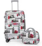 POLO CLASS White Polycarbonate Graphic Print and Waterproof Trolley Bag with Vanity Bag - 81 cm (pack of 2)