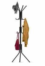 Inditradition Metal Coat Rack Hanger Stand, Free Standing | for Suit, Blazer, Jacket, Gown, Handbags, Umbrella (Do-it-Yourself, 12 Hooks, 68 Inches, Black)