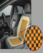 CARIZO Velvet Natural Wooden Bead Car Lumbar Back Brace Massage Support Cushion (Beige, Pack of 2) Ventilated Mesh Seat Cushion Compatible with Maruti Suzuki Brezza (2022-2023)