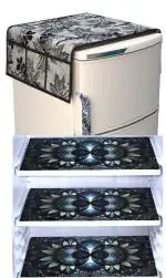XMBUG || Fridge cover combo set of 4 peices 1 fridge top cover & 3 mats