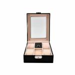 Kookee Wrist Watch Organizer Storage Box For 4 Slot Portable Travel PU Leather Finish With Glass Window for Men and Women (5454)