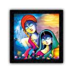PnF Wood Framed Poster Of Radha Krishna-4369, 13 X 13 Inch