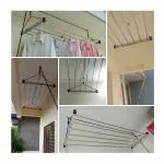 VIMART Ceiling Mounted Retractable Clothes Hanger: Stainless Steel Clothes Drying Stand with Up-Down Pulley System and Wall Mount ( 6 FEET LONG 6 LINE)