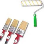 Kamal Durable Wooden Handle Brush Set with Plush Sleeve Cover and Wall Paint Roller - 9 inch