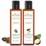 Mystiq Living Originals Combo - Virgin Coconut Oil & Castor Oil| Cold Pressed, 100% Pure and Natural - 100 ML each (Pack of 2)