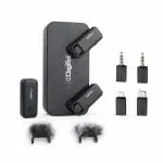 Digitek DWM-106 2-in-1 Wireless Microphone System with Type C & Lightning Connector and 1000mAh Battery Charging case to Charge Receiver & Transmitter for DSLR Camera, Android & iOS Smartphones