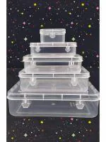 pmw - Rectangular Small Size Plastic Boxes for Small Storage Things Jewellery/Dry Fruits/Stationery (Transparent) -Set of 5 Pieces - Keeper(00,11,22,33,44)