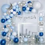 SpecialYou.in Silver Moon Theme DIY Birthday Decoration Items For Boys (Pack of 64)
