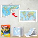 GOWOO SMALL - 100 WORLD POLITICAL OUTLINE MAP FOR SCHOOL, SMALL - 100 WORLD PHYSICAL OUTLINE MAP FOR SCHOOL, 2 IN 1 WORLD POLITICAL AND PHYSICAL MAP IN HINDI and SCHOOL ATLAS LATEST EDITION (ENGLISH) - ART PAPER