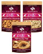 SoftArt Royal Californian Almonds , Whole Cashews Nuts & Afghani Dry Figs (Anjeer) Vacuum Pack - (Pack of 3, 250 g Each)
