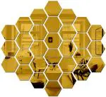 Bikri Kendra - Hexagon 30 Golden Mirror Stickers for Wall, Acrylic Mirror Wall Decor Sticker, Hexagonal Mirror Wall Sticker, Wall Mirror Stickers, Wall Stickers for Hall Room, Bed Room, Kitchen
