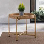 Metalsmith Gold Wooden Side Table For Home, Kitchen, Living Room, Balcony & Office (Small,Pack Of 1)