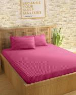 Sleeping Owls Cotton Rose Berry Single Bedsheet With Pillow Covers, 137 cmx 229 cm (Set Of 3)