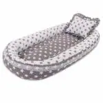 LITTLE JOEY Grey Baby Bedding Nest with Pillow