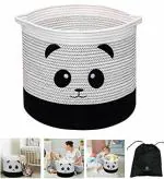 Textile and Beyond Foldable boho cotton Panda laundry basket without lid cloth storage for kitchen,dirty clothes