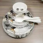 Inpro 24-Piece Melamine Dinner Set Includes 6 Full Plates, 6 Half Plates, 6 Bowls and 6 Spoons