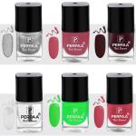 Perpaa Silver, Glitter Pink, Maroon, Transparent, Light Green, Light Pink Nail Polish (Pack Of 6)