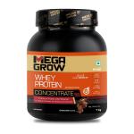 Megagrow Whey Protein Concentrate Powder 1 Kg Chocolate Flavor - 24g protein, 5.4g bcaa| Protein Powder for Muscle Building & Recovery| for Men & Women - 28 Servings