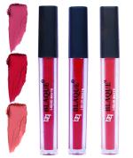 bq BLAQUE Matte Liquid Lipstick Combo of 3 Lip Color # 108-109-111 (Fuschia Pink, Dark Pinkish Red, Pinkish Peach, 12 ml)