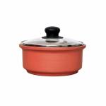 Vaghbhatt Clay Kadai with Glass Lid for Cooking & Serving (Brown, 1 Litre) Used on LPG & Microwave