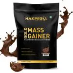 NAKPRO Gold Mass Gainer Powder | 21g Protein, 68g Carb | Muscle Support Protein Powder (1 Kg, Chocolate)