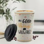 Market 99 Ceramic Coffee Mug With Lid & Spoon | Drinkware For Home Office Kids Tea Milk | Tumbler Design Multicolor Mug | Gift For Friend, Father, Mother, Wife | Microwave & Diswasher Safe | 400 Ml