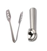 Urban Buy Stainless Steel Momo Tong with Steel Ice Cream Scoop and Multicolour, Pack of 2