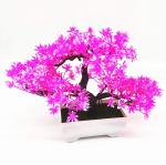 Dekorly Pink Mini Artificial Bonsai Tree Plants With Planter