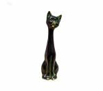 Idol Collections Black Brass Cat Showpiece Statue, 11 Inch