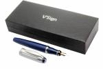 Ledos Blue Stainless Steel Fountain Pen with Cap Dual Tone Medium Nib