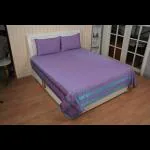 A Next Step 100% Cotton Satin Silk Super Soft 240TC Solid Color Printed Bedsheet for Double Bed King Size with 2 Pillow Covers 100 X110 Inches- Purple