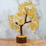 Citrine Crystal Bonsai Money Tree, Chakra Tree of Life for Wealth & Prosperity- Feng Shui Decor, Spiritual Gift Citrine Stone ,with Golden Wire and 300 Beads Size 10-12 Inches