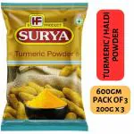Surya 600g Turmeric (Haldi) Powder (Pack of 3; 200g Each)
