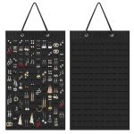 HASTHIP Wall Hanging Earrings Organizer, Felt Earrings Holder Jewelry Organizer Hanger Earring Display for Earring Necklace Bracelet Ring Chain, Holds Up To 300 Pairs Earrings Black