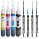 ZOKIO Refill Ink for HP DeskJet 1212 Single Function Inkjet Colour Printer for HP 805 Ink Cartridge 100 ML Each Bottle Multi Color Ink with 4 Syringe Black + Tri Color Combo Pack Ink Bottle