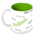 Jiya EnterpriseTuelip Green Ceramic Customize Name Mitesh With Meaningful Printed Tea And Coffee Mug - 350 ML